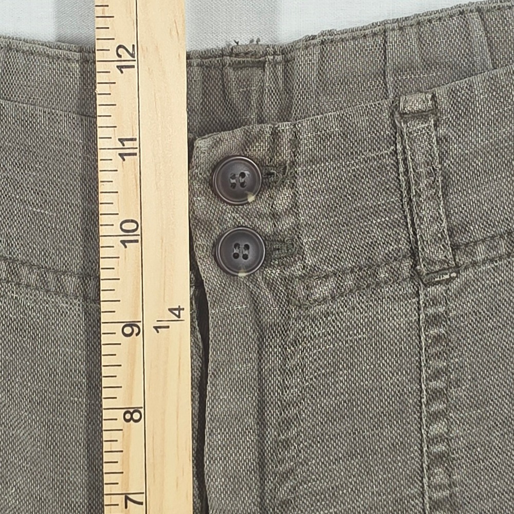 C&C California Pants Women Small Blended Linen Earthy Olive Green Relaxed Boho - Picture 8 of 10